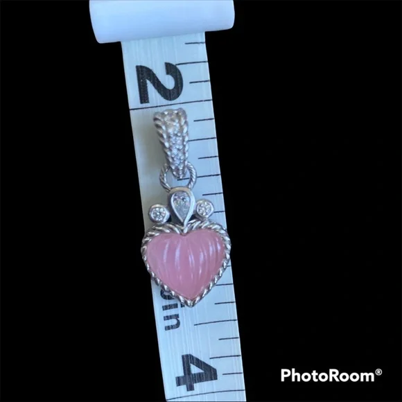 Judith Ripka Rose Quartz sterling silver heart pendant - Picture 5 of 5